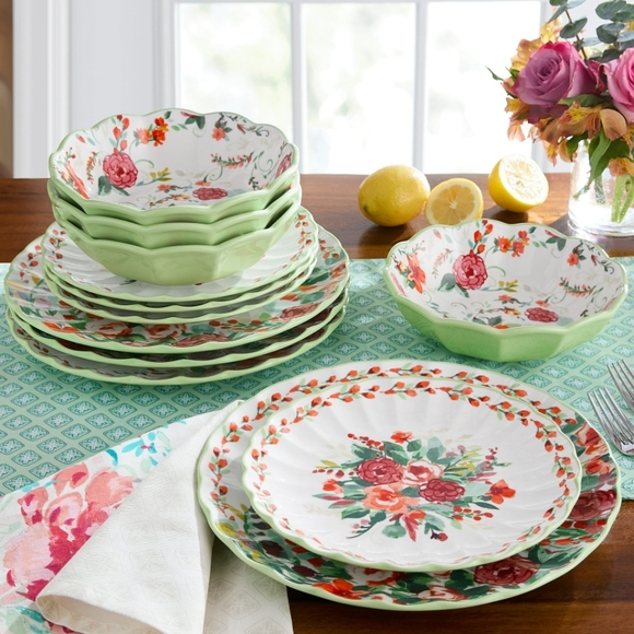 ❤️ New Pioneer Woman Painted Meadow 12-Piece Dinnerware Set - Picture 8 of 8